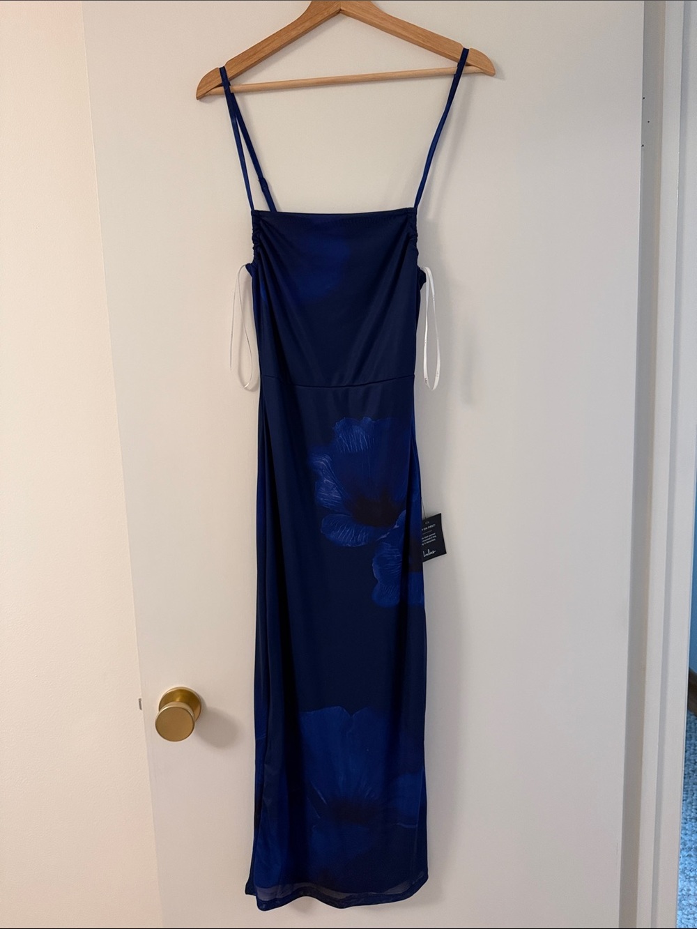 Lulu's Navy Blue Floral Slip Maxi Dress